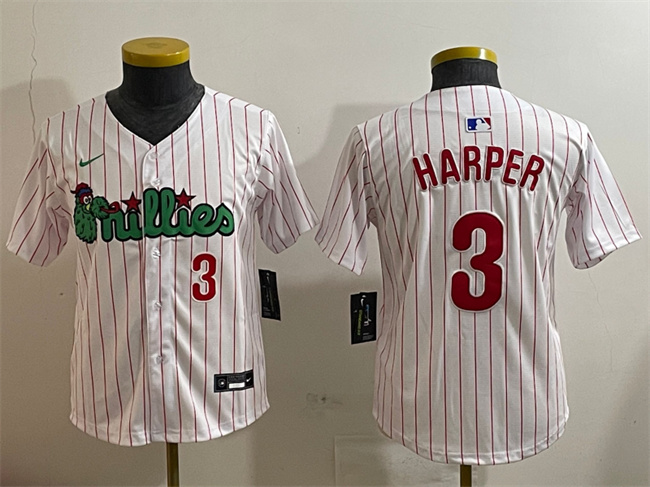 Youth Philadelphia Phillies #3 Bryce Harper White Phanatic Limited Stitched Jersey Youth Philadelphia Phillies #3 Bryce Harper White Phanatic Limited Stitched Jersey